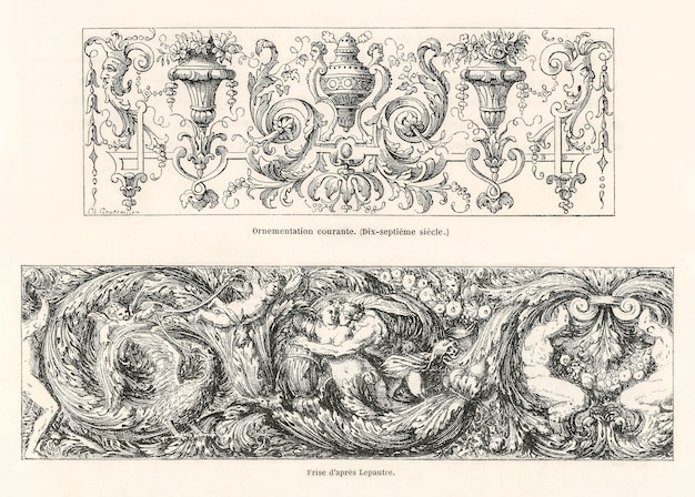 Foto gratuita disegni ornamentali del 17 ° secolo