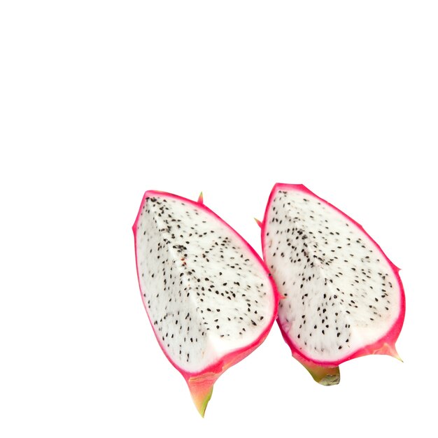 2 pieces of dragon fruit on an isolated