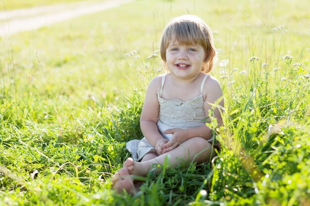 2 years girl in summer meadow