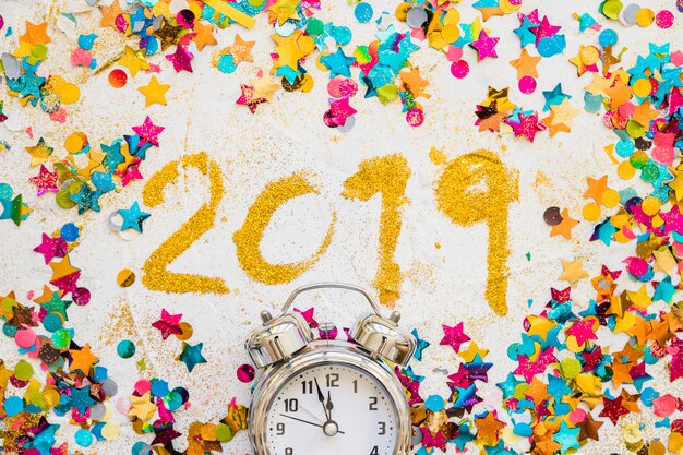 Free photo 2019 inscription from sequins with spangles