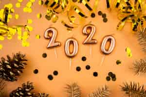 Free photo 2020 new year digits and golden sequins