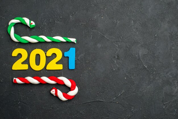 2021 number with candy cones, new year