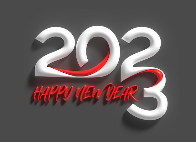 Бесплатное фото 2023 happy new year 3d text typography design element flyer poster wallpaper background.