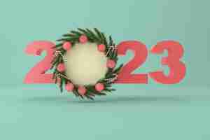 Free photo 2023 new year with wreath