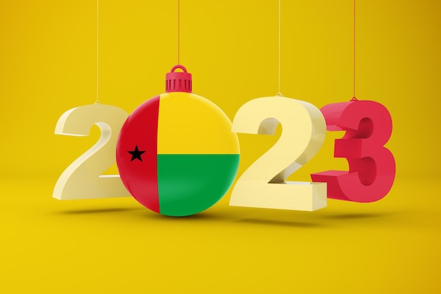 Бесплатное фото 2023 год с флагом гвинеи-бисау