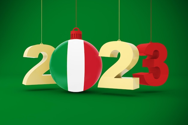 Free photo 2023 year with italy flag