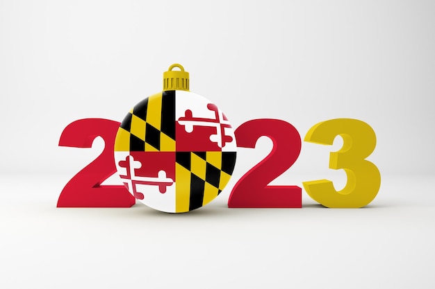 Foto gratuita anno 2023 con la palla di natale del maryland