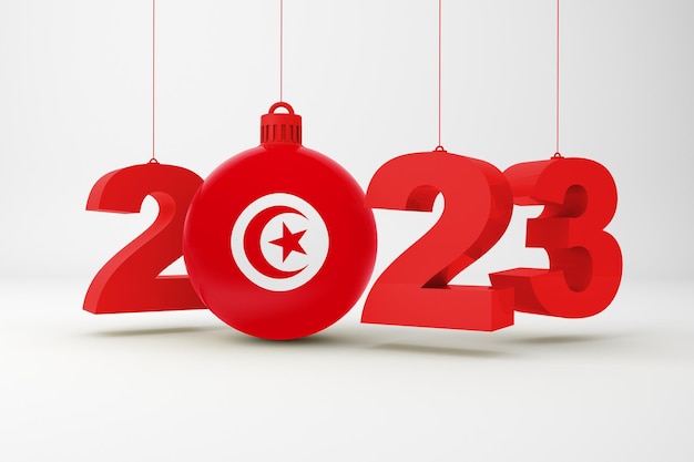 Бесплатное фото 2023 год с флагом туниса