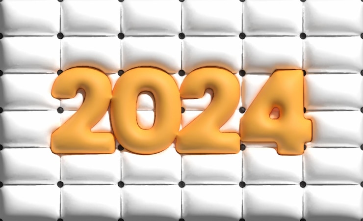 Бесплатный Фотография 2024 alphabet number 3d render реалистичный эффект подушки