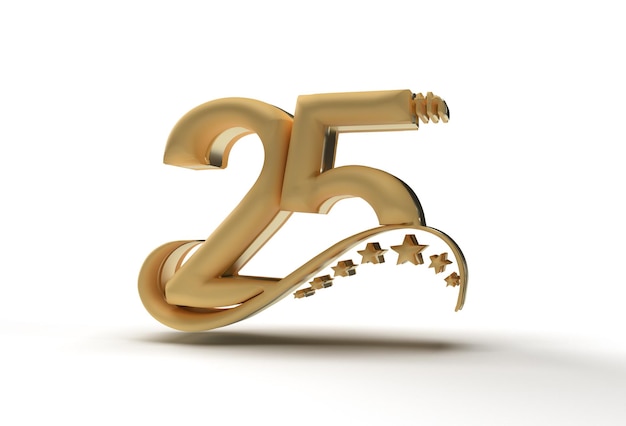 25th Years Anniversary Celebration 3D Render Illustration Design.