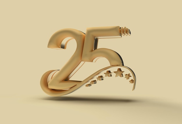 25th Years Anniversary Celebration 3D Render Illustration Design.