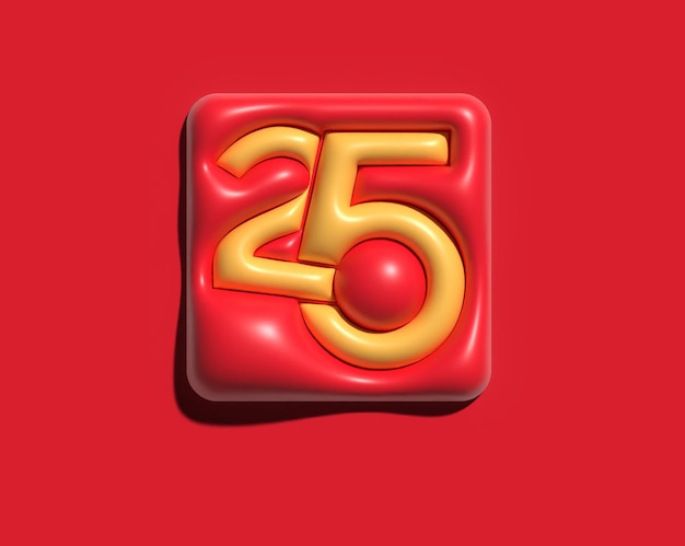 25주년 기념 축하 3d 렌더링.