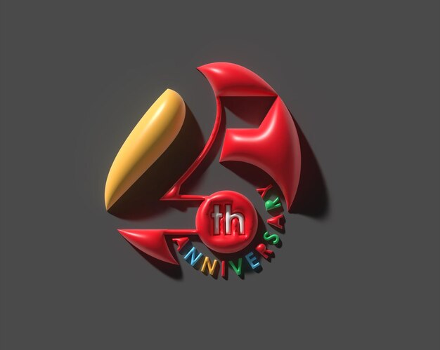 25th Years Anniversary Celebration 3d Render.