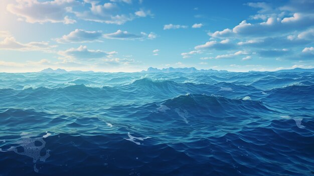 파란 바다 를 가진 2차원 그림