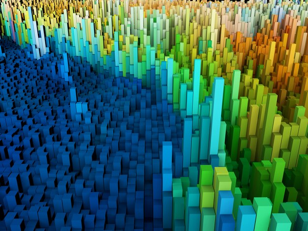 3D abstract background of colourful cubes