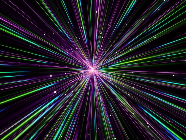 Free photo 3d abstract background with hyperspace zoom effect