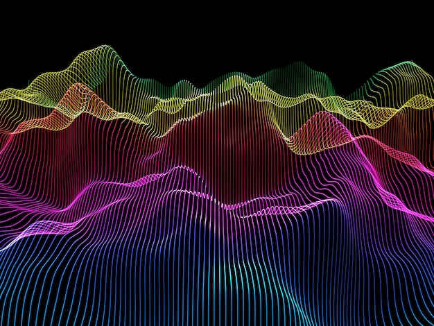 3D abstract background with rainbow coloured flowing lines