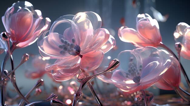 3d abstract beautiful flowers