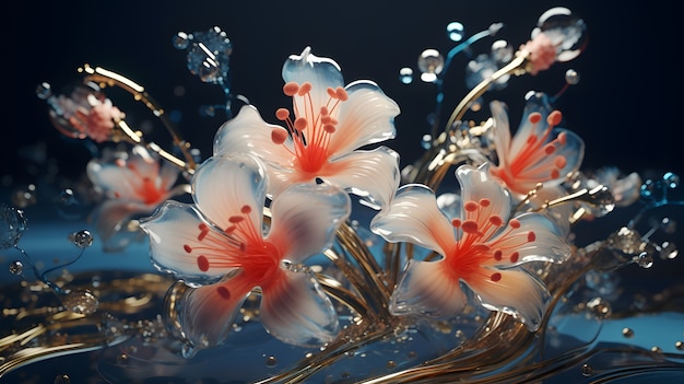 3d abstract beautiful flowers