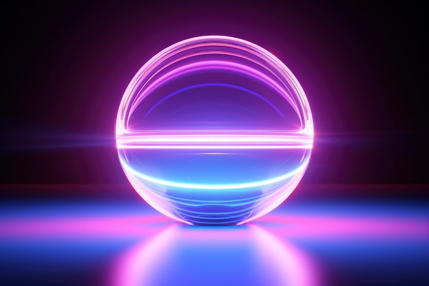 3d abstract creative sphere with neon light