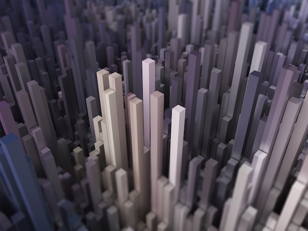 3D abstract futuristic landscape with extruding cubes