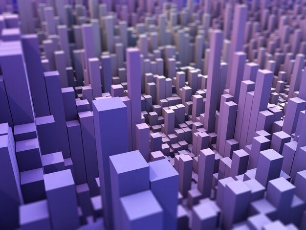 3D abstract landscape background with extruding blocks