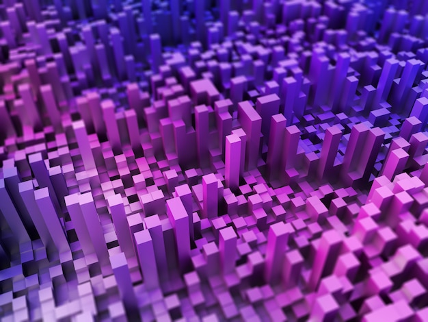 Бесплатное фото 3d абстрактный пейзаж из экструдированных кубов