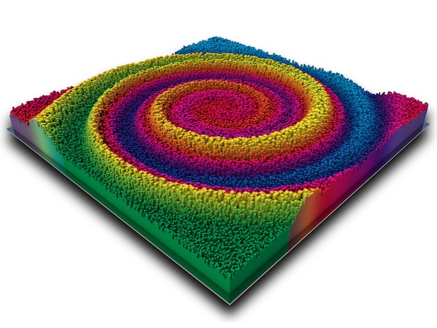 무지개 색깔의 압출 큐브에서 3D 추상 풍경