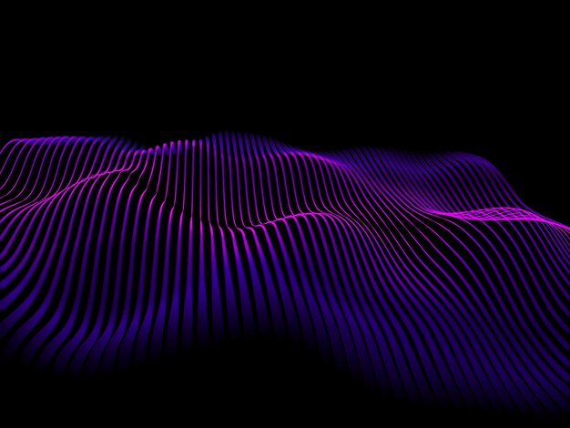 3D abstract soundwaves background with flowing lines
