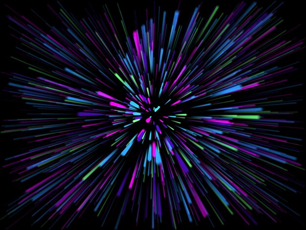 3D abstract starburst with rays of light