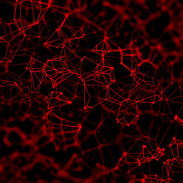 3D abstract techno background with connecting lines and dots