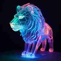 Free photo 3d animal shape glowing with bright holographic colors