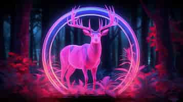 Foto gratuita forma di animale 3d luminosa con colori olografici luminosi