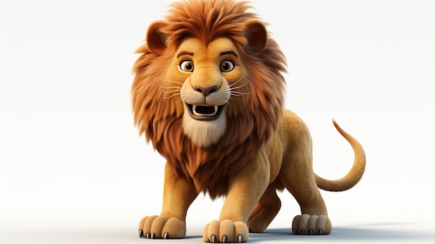 Free photo 3d animated cartoon lion