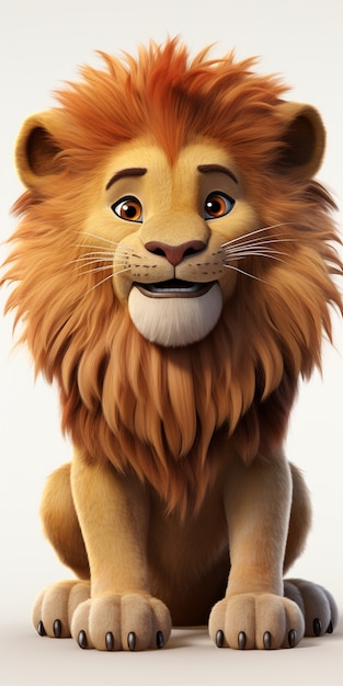 Free photo 3d animated cartoon lion