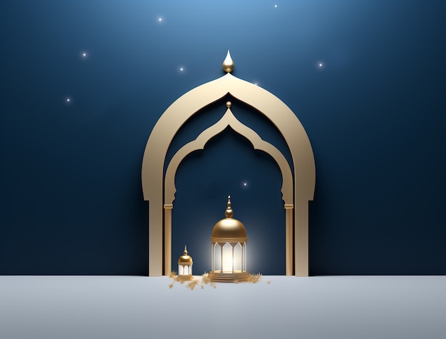 Free photo 3d arabic lanterns for islamic ramadan celebration