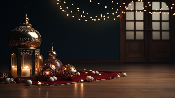 Free Photo 3d arabic lanterns for islamic ramadan celebration