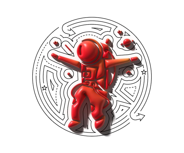 Free photo 3d astronaut - flat circle line art design illustration.