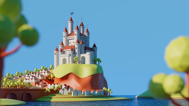3d background for children with castle