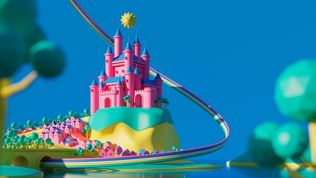 3d background for children with castle