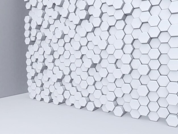 3D background with wall of extruding hexagons