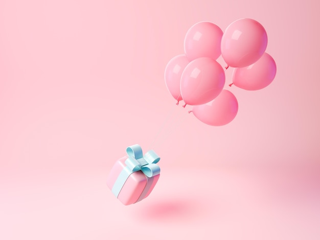 3d balloons lifting present box