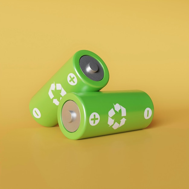 Free photo 3d battery for recycling