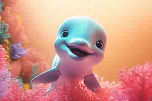 Free photo 3d beautiful dolphin