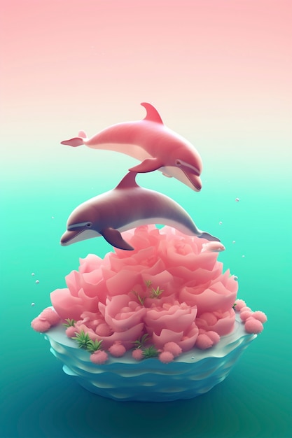 Free photo 3d beautiful dolphin