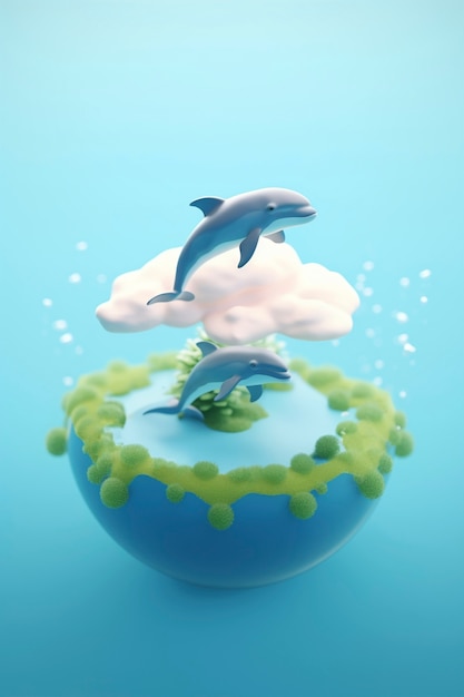 Бесплатное фото Прекрасный дельфин 3d