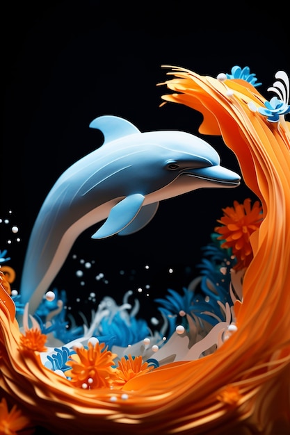 Free photo 3d beautiful dolphin