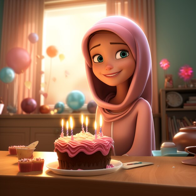Иллюстрация мультфильма празднования дня рождения 3D