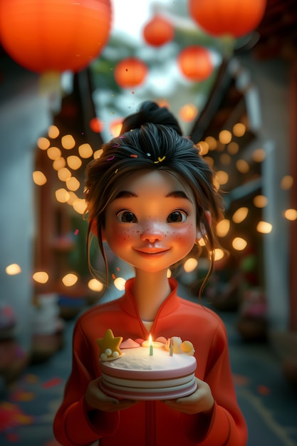 3d birthday celebration cartoon illustration