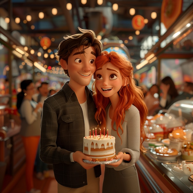 Foto gratuita illustrazione di cartoni animati per la celebrazione del compleanno 3d